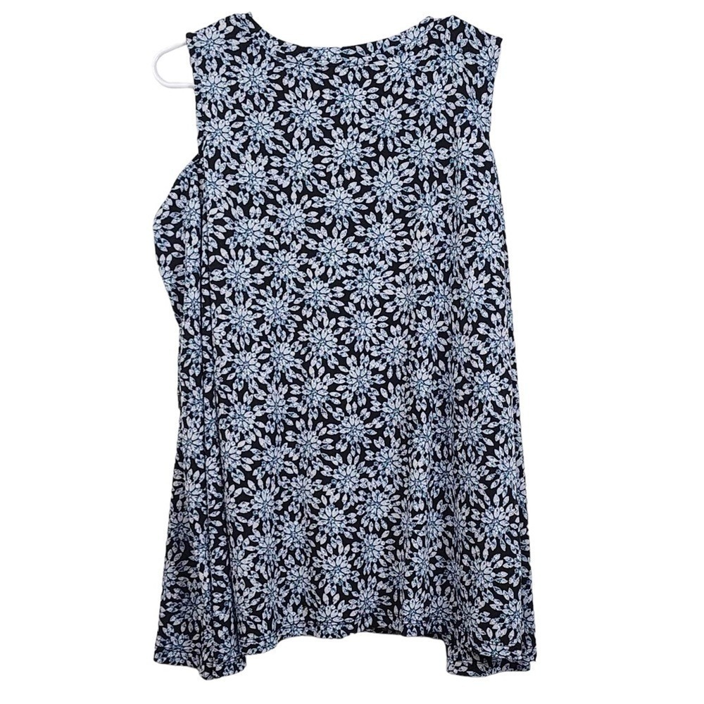 Michael Michael Kors Cold Shoulder Floral Starburst Print Top Blue Black Large - Picture 3 of 9
